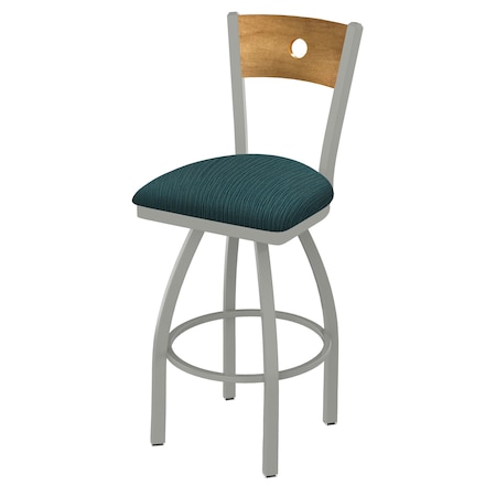 Holland Bar Stool Co 30" Swivel Counter Stool, Nickel Finish, Med Back, Graph Tidal Seat 83030ANMedMplB022